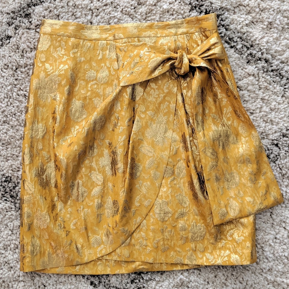 3.1 PHILLIP LIM Gold Metallic Brocade Skirt